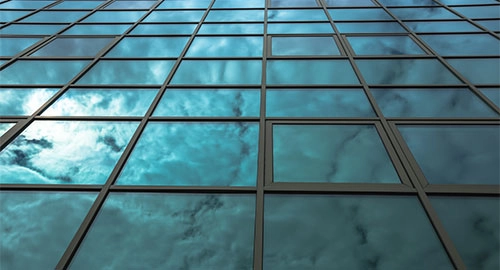 نمای پنجره فریم لس دوجداره